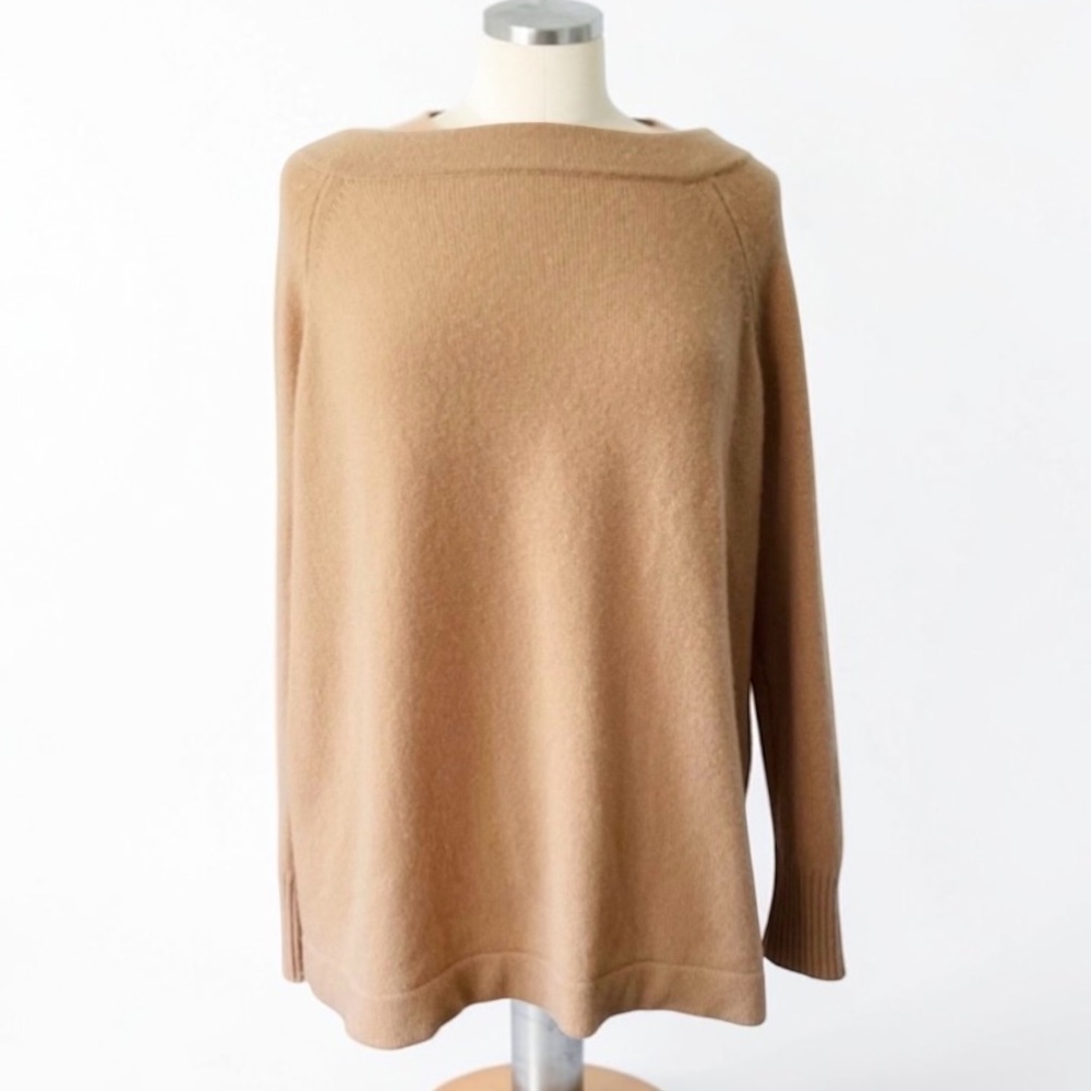 ANN MASHBURN CLASSIC CAMEL 100% CASHMERE SWEATER SIZE LARGE
